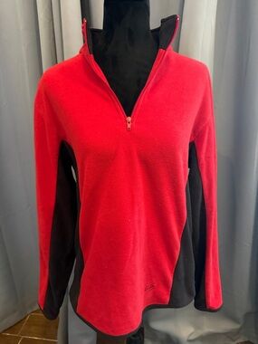 Nordic Track Red and Black Quarter-Zip Fleece Pullover. Unisex.